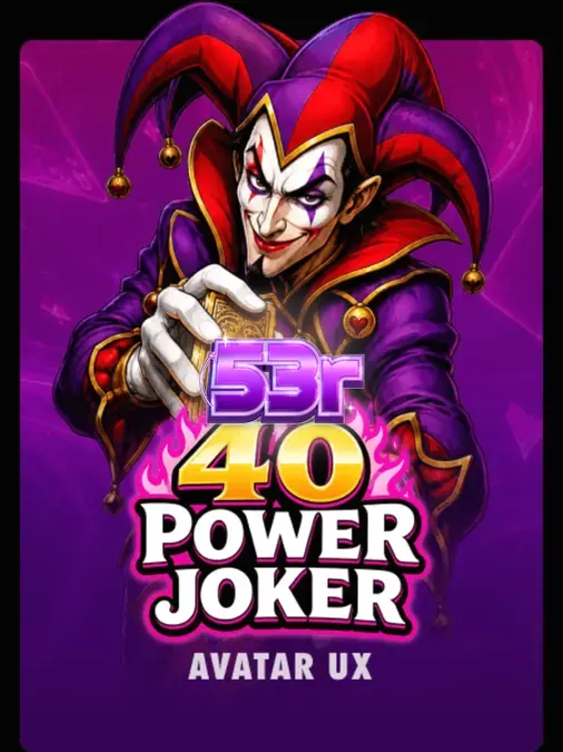 Interface neon do jogo 40 Power Joker com símbolos de frutas e jackpots